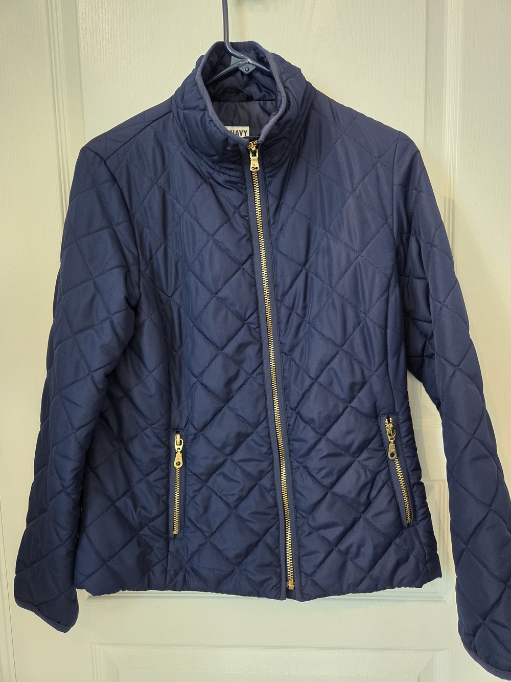 Quilted Zip-Front Women's Jacket - Navy